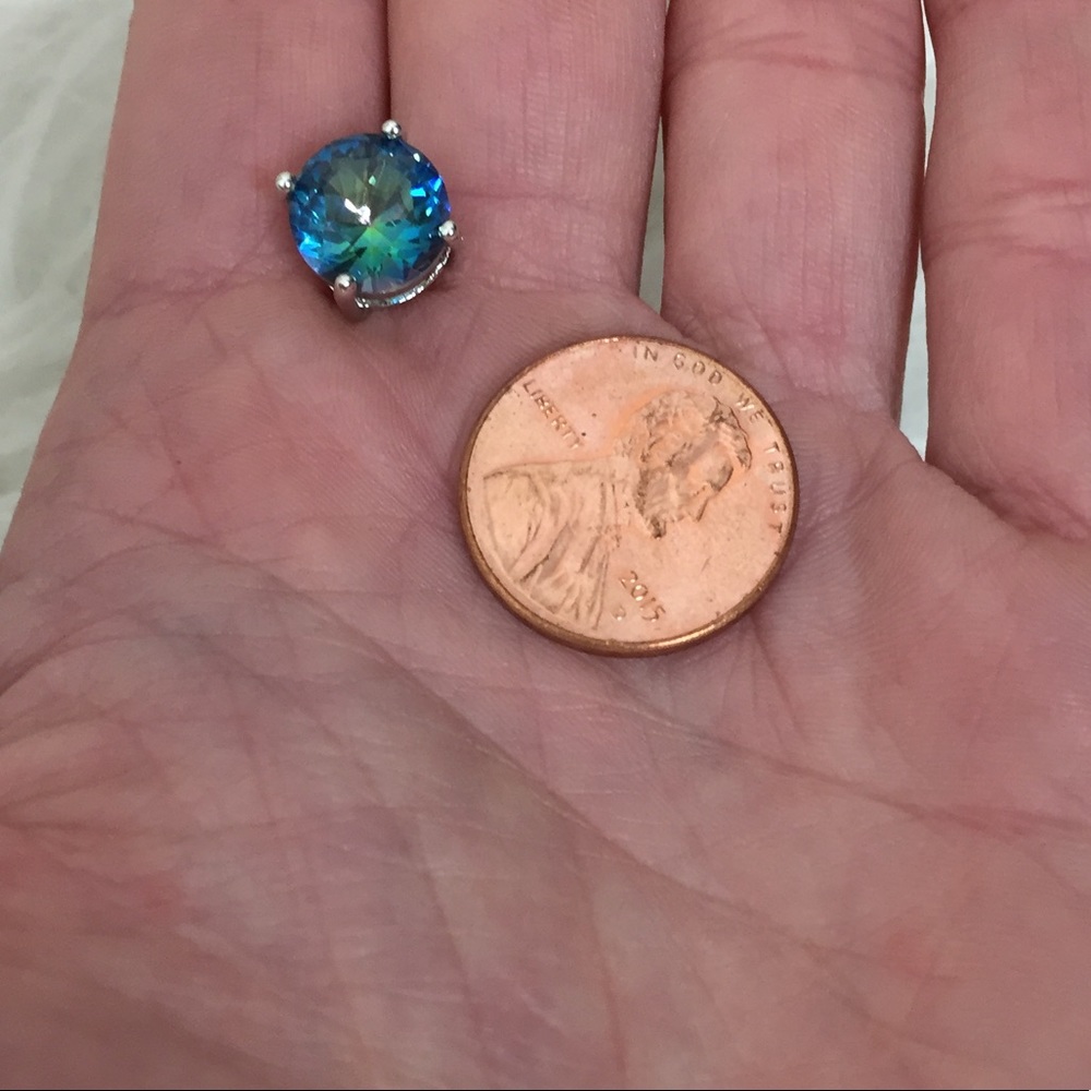 18K White Gold Filled Blue Mystic Topaz Earrings - Picture 5 of 5